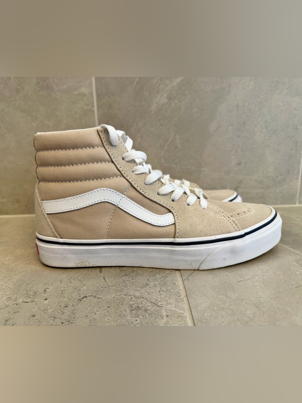 Vans Sk8-Hi Color Theory French Oak High Top Sneakers - Beige & White